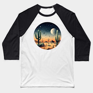 Polygonal Desert with Cactus Baseball T-Shirt